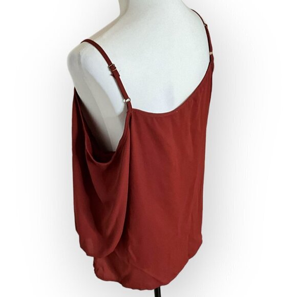 MERAKI Cold Shoulder Blouse Chiffon 3/4 Sleeve Cinnamon Color Size Small - Picture 3 of 10